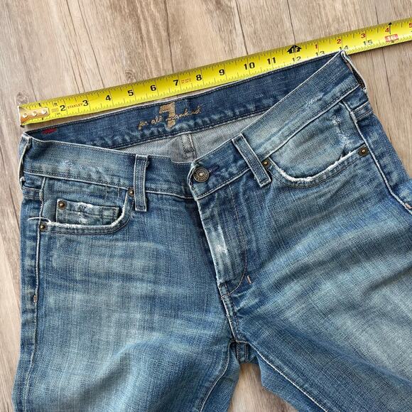 7 For All Mankind Women Waist 28" Dojo Crop Denim Jeans Distressed Inseam 25" - Picture 4 of 9